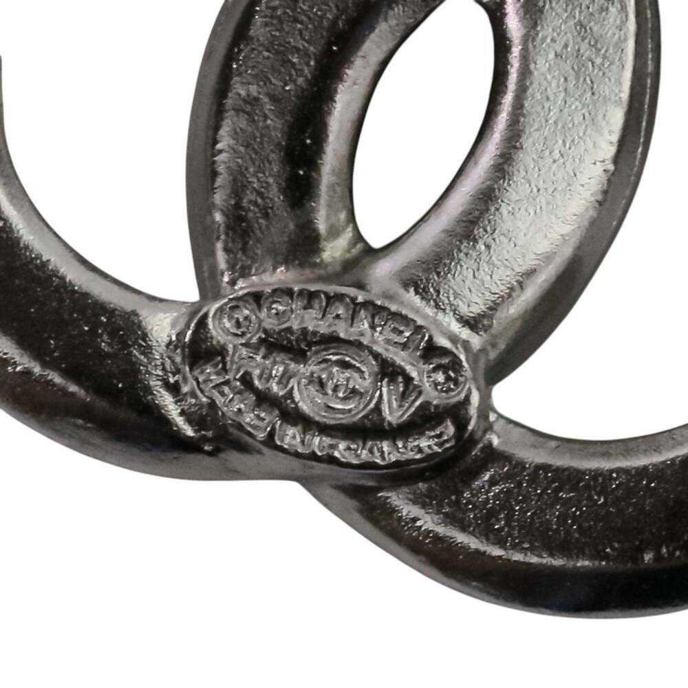 CHANEL Authentic Silver Logo Earrings - Picture 14 of 15
